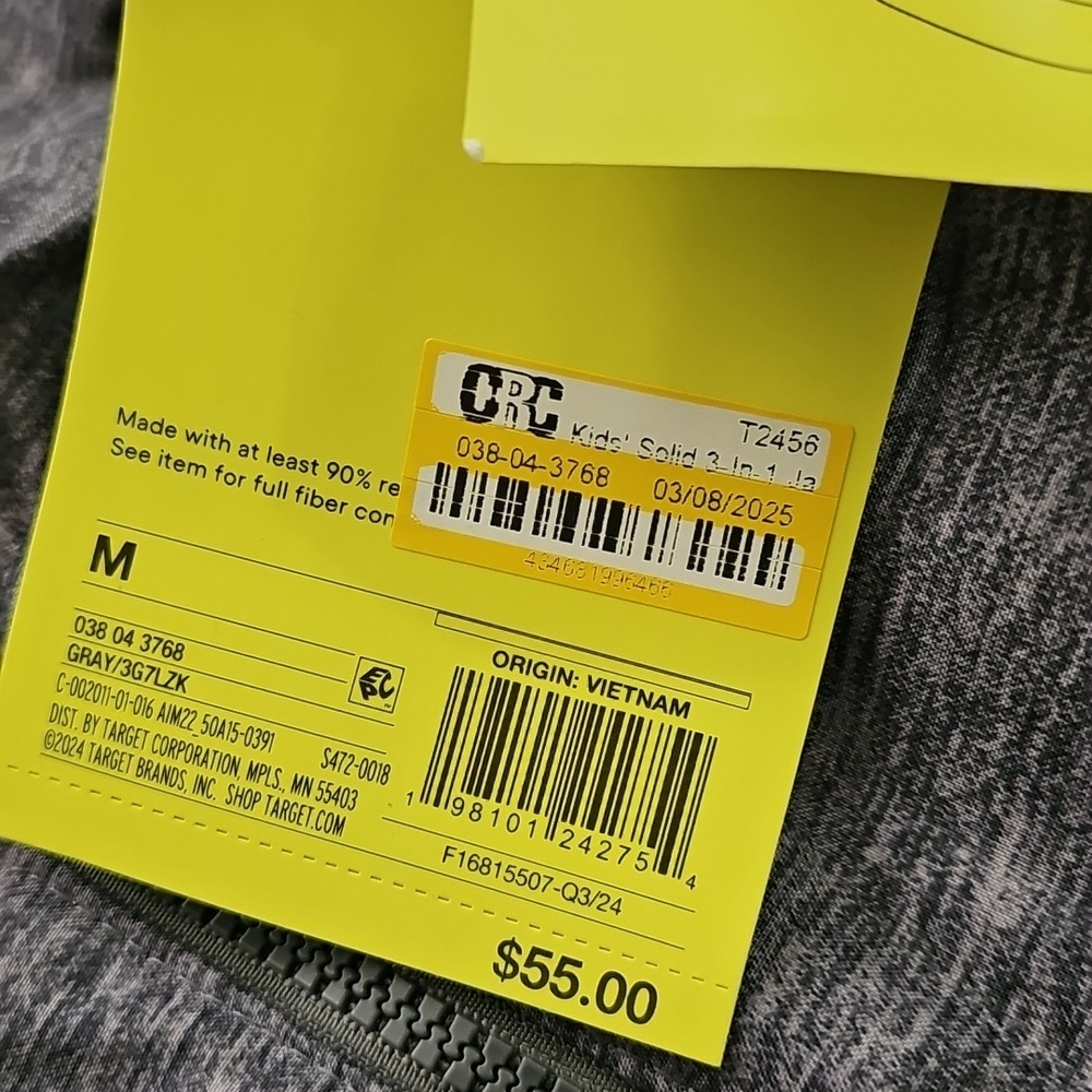 All In Motion Kids' Solid 3-In-1 Jacket Gray - Picture 8 of 9